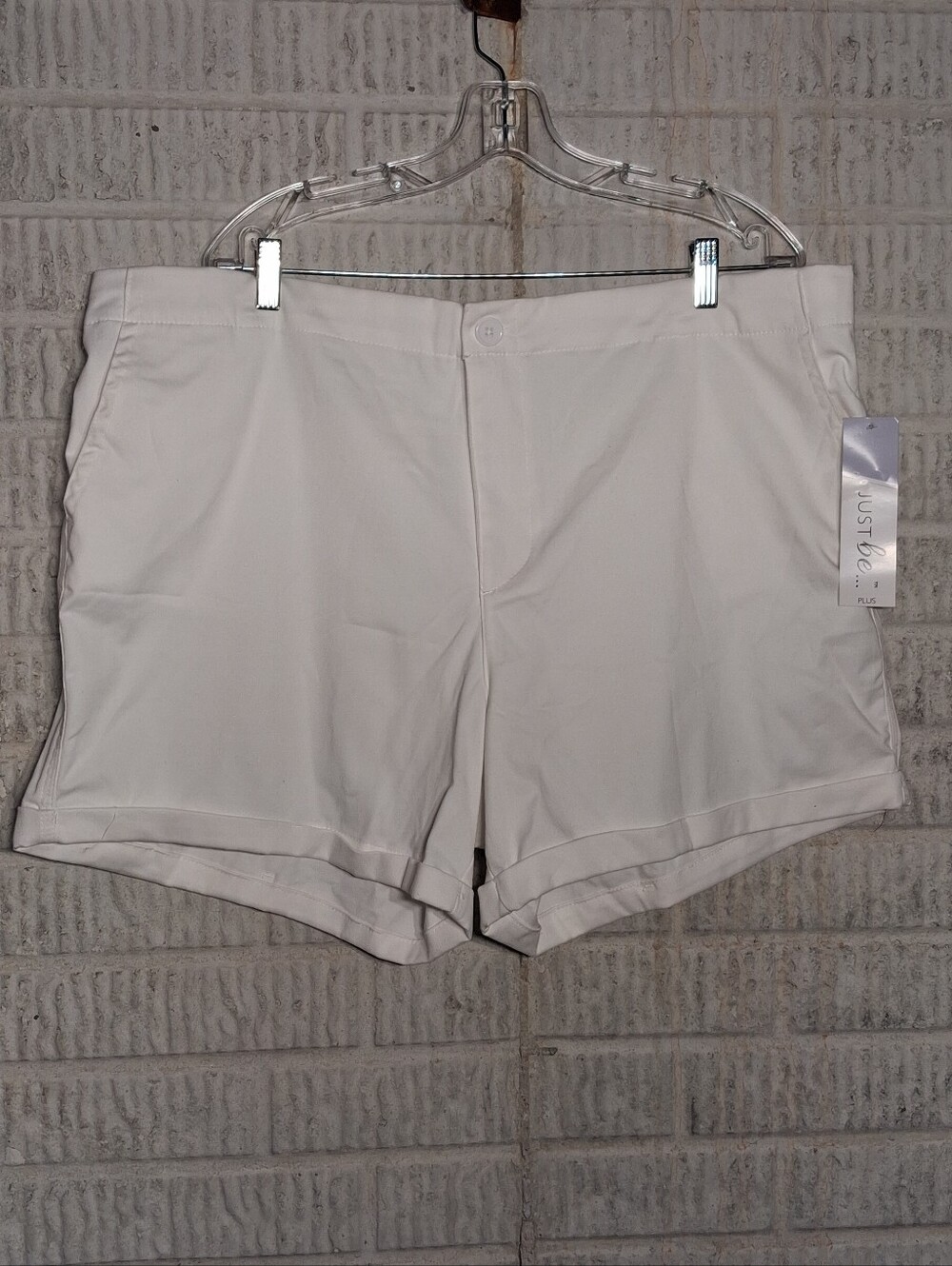 NWT Just Be White High-Waist Women's Stretch Shorts Size 3X